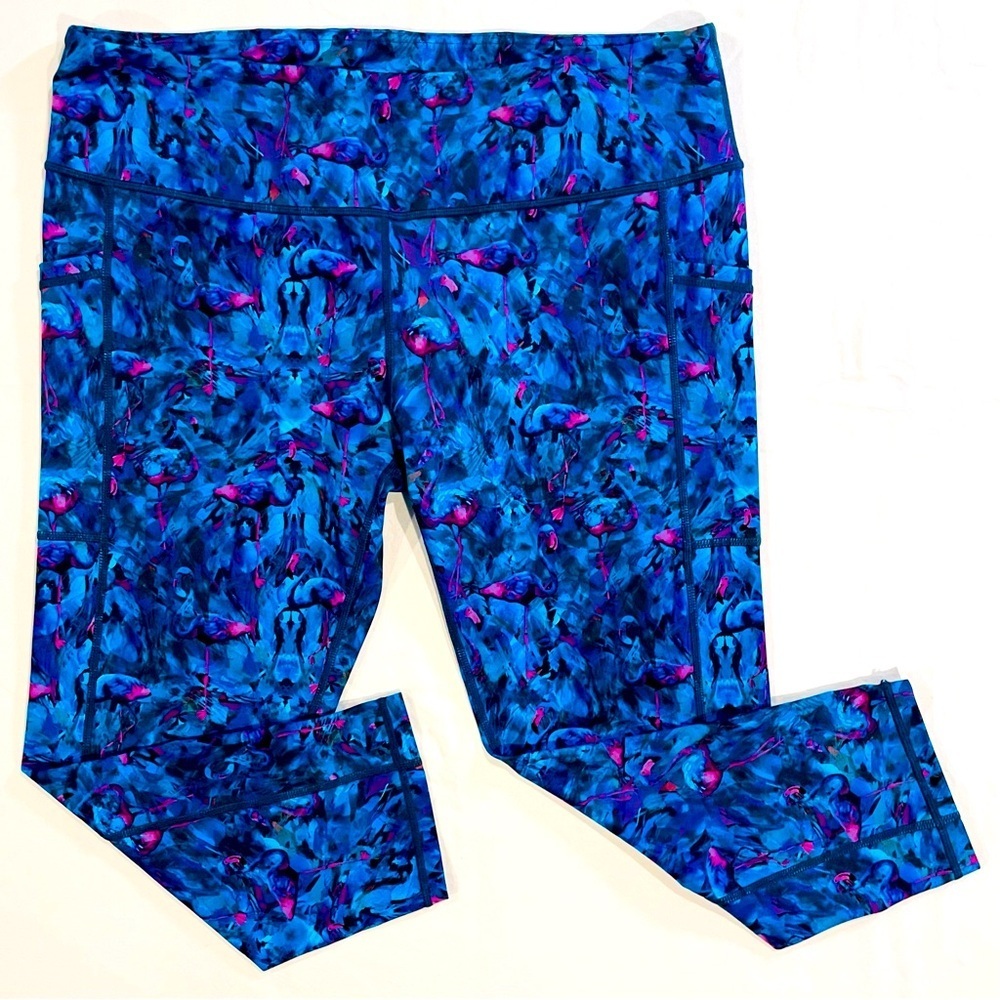 New Constantly Varied Gear Leggings Womens 2XL XXL Flamingos Cropped Blue Plus